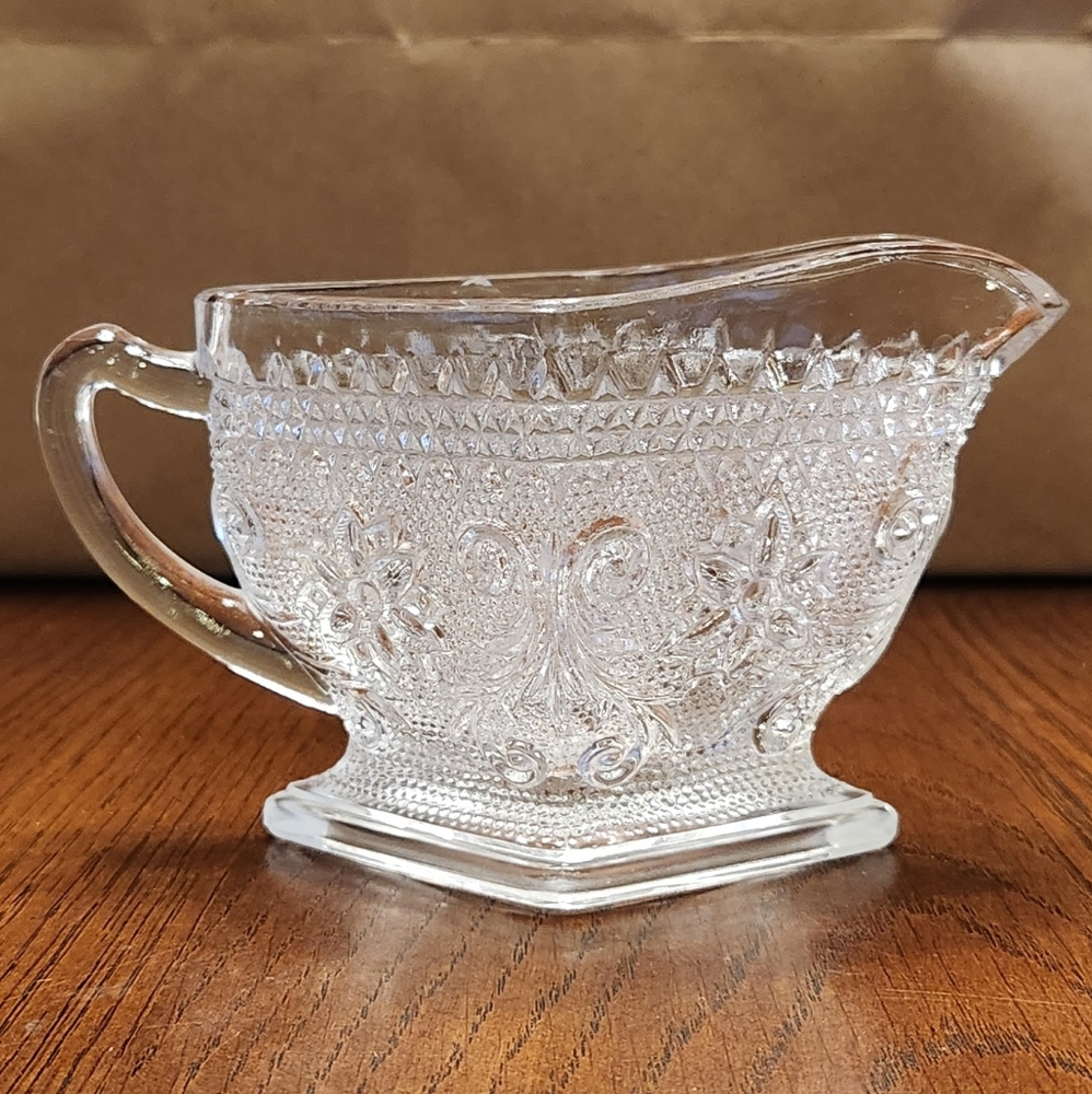 Vintage Indiana Glass Tiara Pattern Clear Creamer Diamond Crystal